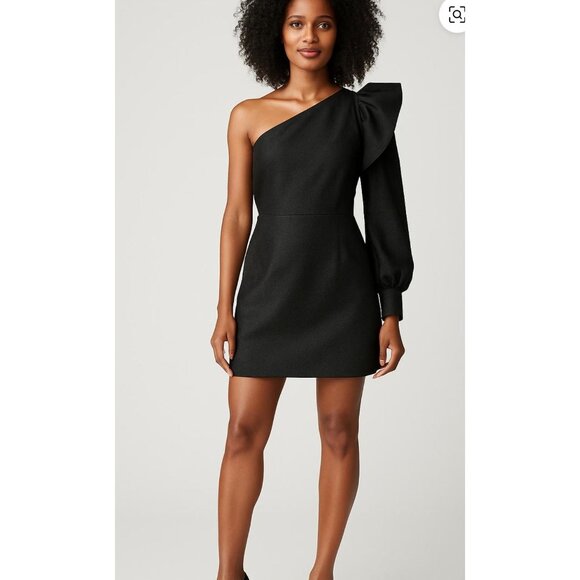 Karina Grimaldi Black Metallic One shoulder Mini Holiday NYE - Size M - Picture 1 of 8